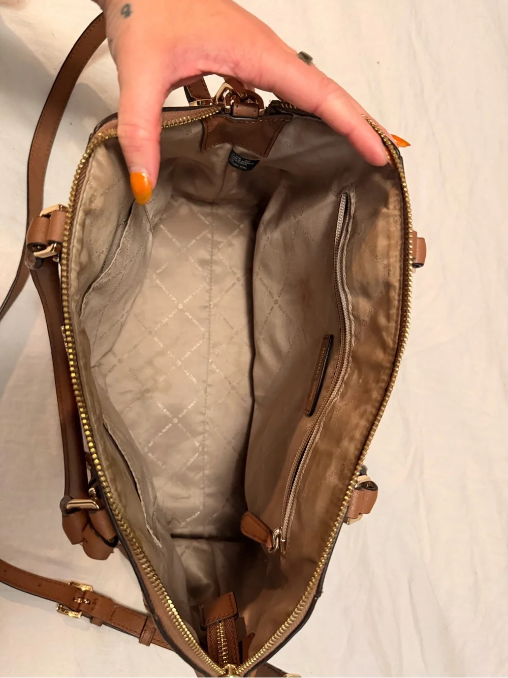 Michael Kors Cognac Leather Larch Shoulder Satchel